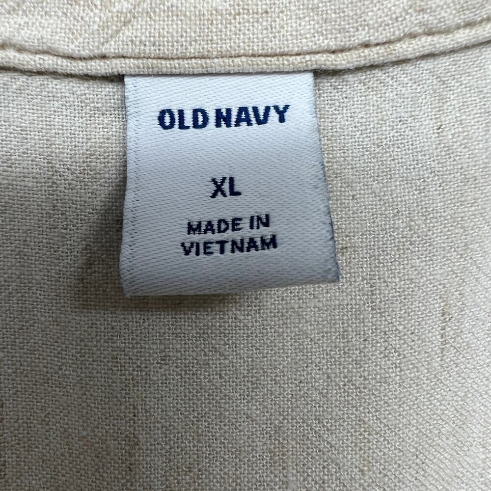 Old Navy Linen Blend Button Front Womens Shirt XL Oversized Beachy Lagenlook - Picture 2 of 10